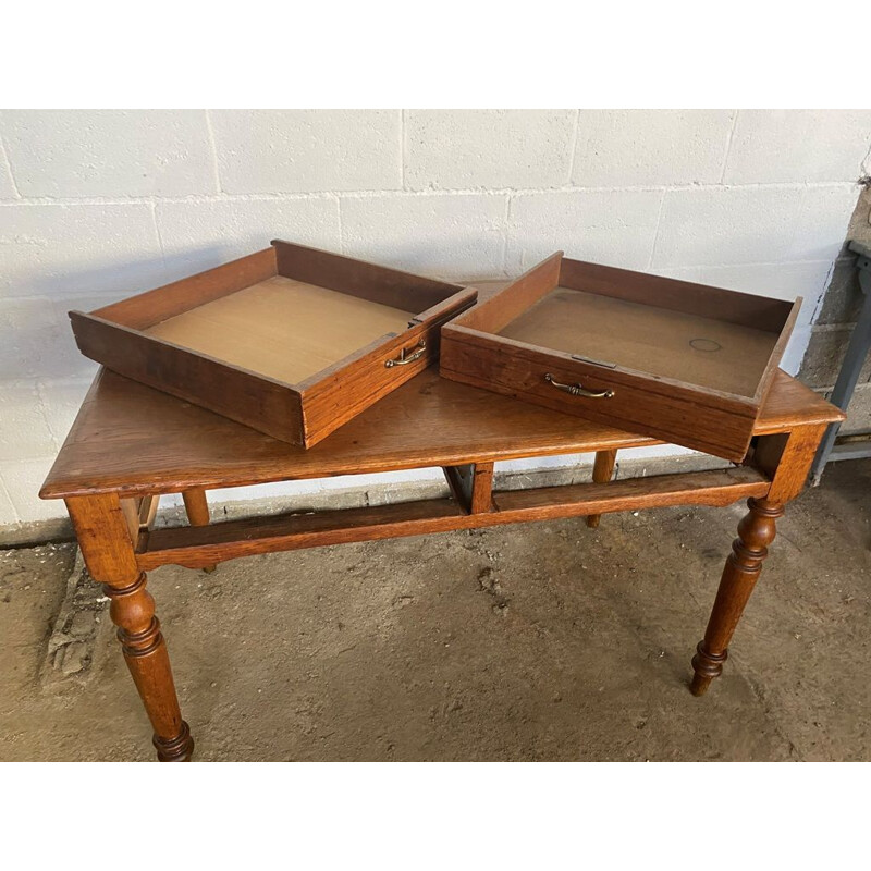 Vintage solid oakwood desk with 2 drawers