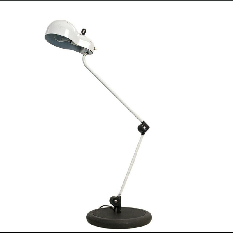 Vintage Topo table lamp in white painted metal by Joe Colombo for Stilnovo, 1970