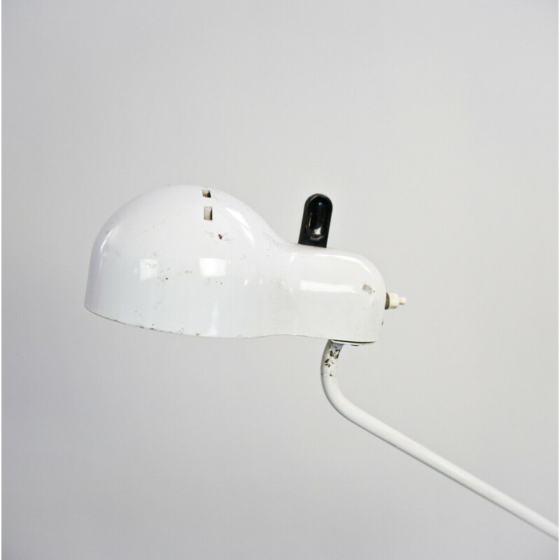 Vintage Topo table lamp in white painted metal by Joe Colombo for Stilnovo, 1970