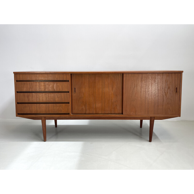 Vintage teak sideboard with sliding doors, 1960s