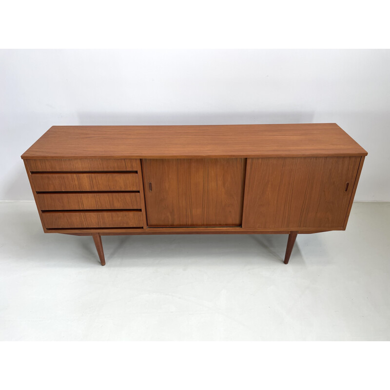 Vintage teak sideboard with sliding doors, 1960s