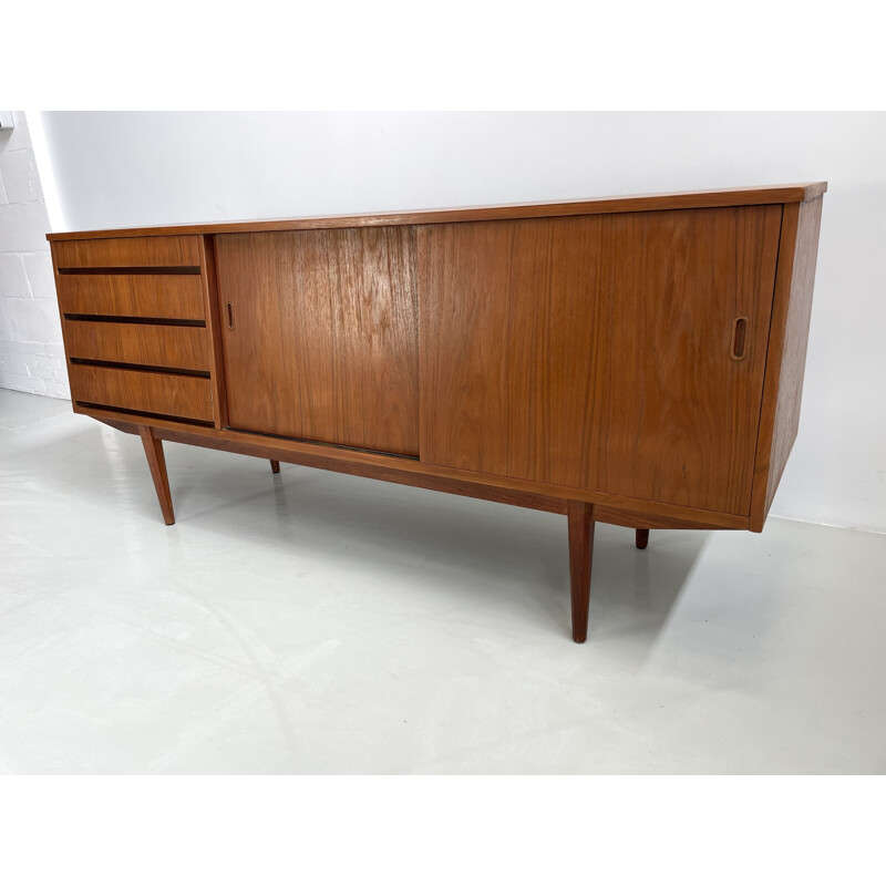 Vintage teak sideboard with sliding doors, 1960s