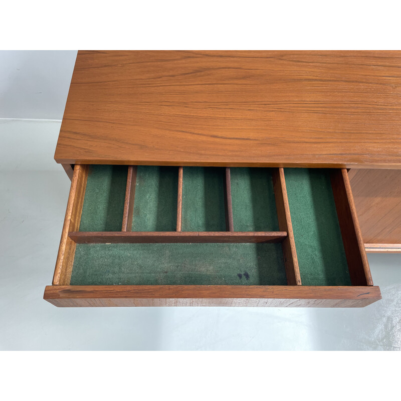 Cassettiera vintage in teak con ante scorrevoli, 1960