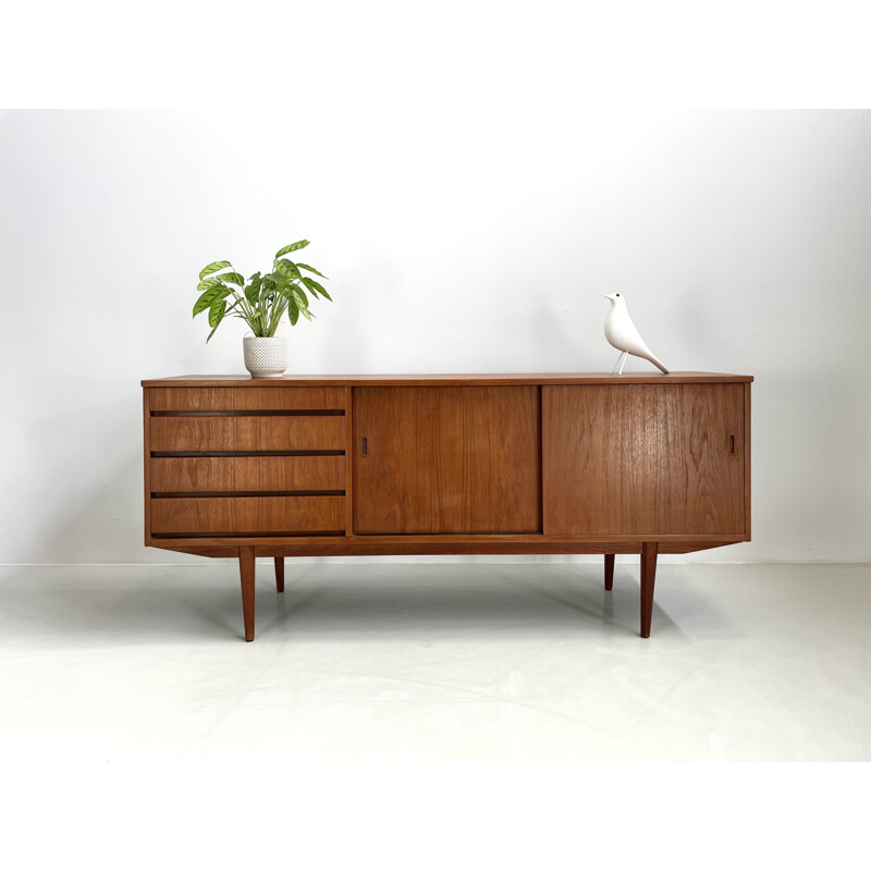 Vintage teak sideboard with sliding doors, 1960s