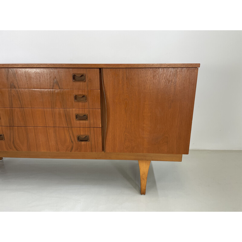 Vintage teak sideboard with 4 drawers, 1960s