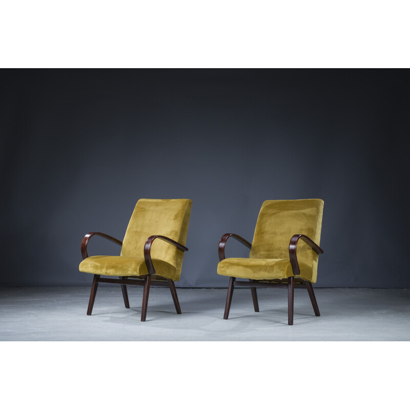 Pair of vintage armchairs by Jaroslav Smidek for Ton, 1960