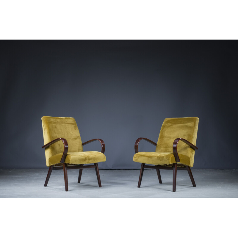 Pair of vintage armchairs by Jaroslav Smidek for Ton, 1960