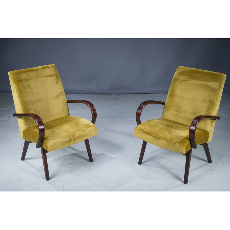 Paar vintage fauteuils van Jaroslav Smidek voor Ton, 1960