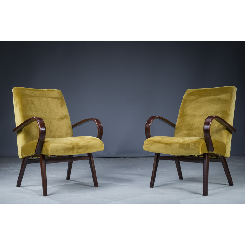 Paar vintage fauteuils van Jaroslav Smidek voor Ton, 1960