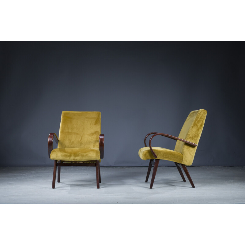 Pair of vintage armchairs by Jaroslav Smidek for Ton, 1960