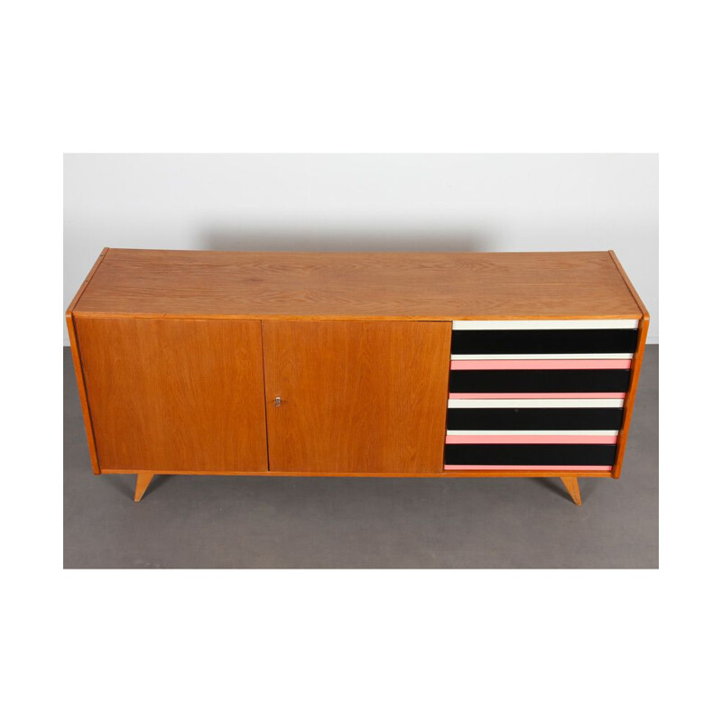 Vintage oakwood sideboard model U-460 by Jiri Jiroutek for Interier Praha, 1960s