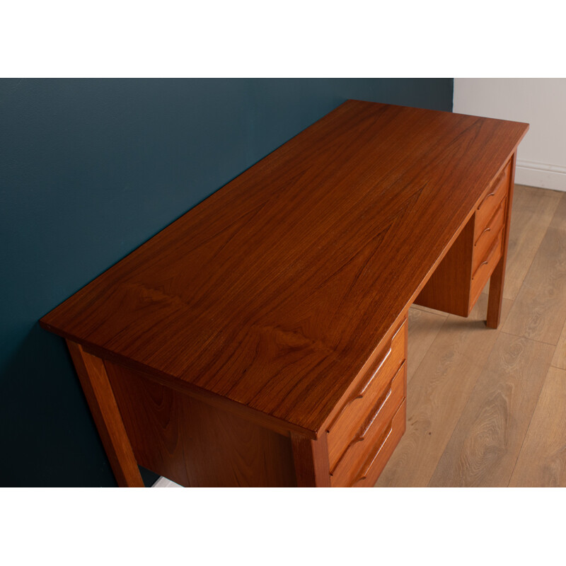 Vintage Deens teakhouten bureau van Bent Silberg Mobler, Denemarken 1960