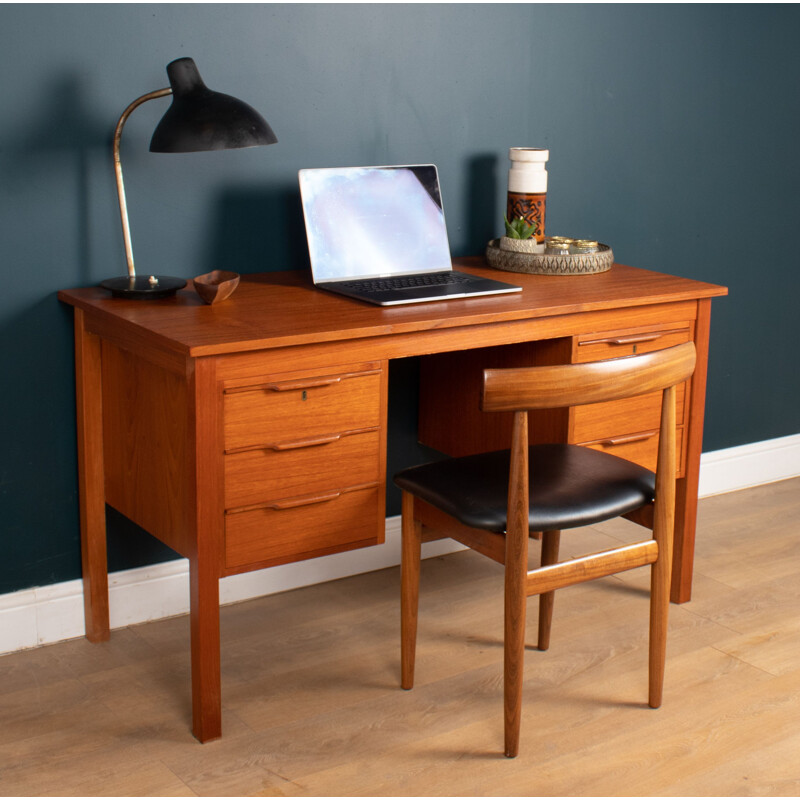 Vintage Danish teak desk by Bent Silberg Mobler, Denmark 1960s