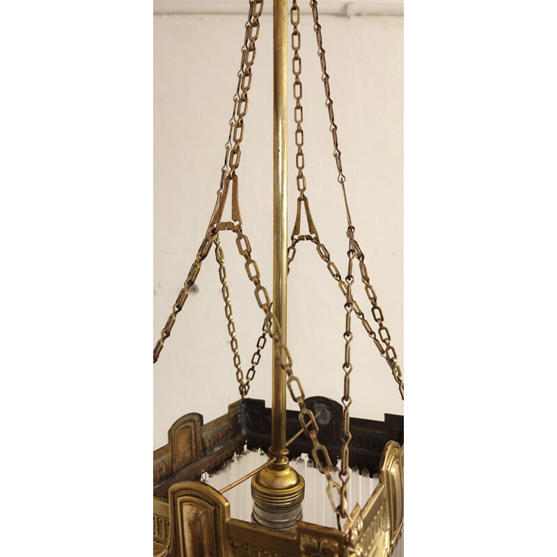 Vintage Catalan brass ceiling lamp, Spain 1930s