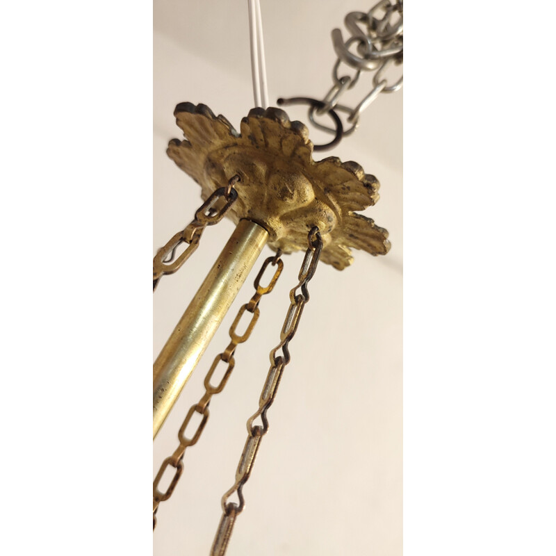 Vintage Catalan brass ceiling lamp, Spain 1930s