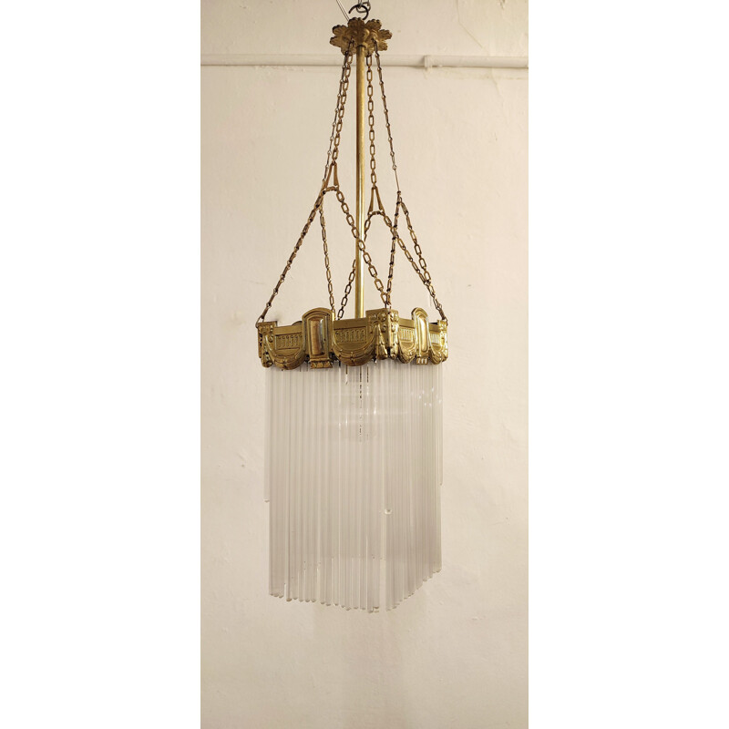 Vintage Catalan brass ceiling lamp, Spain 1930s