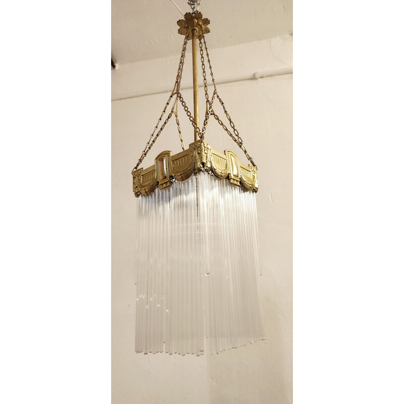 Vintage Catalan brass ceiling lamp, Spain 1930s