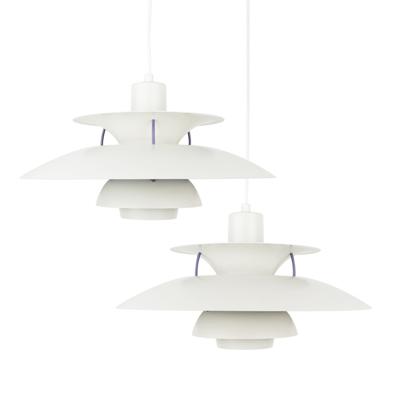 Pair of Danish vintage pendant lamps Ph 5 by Poul Henningsen for Louis Poulsen, 1958