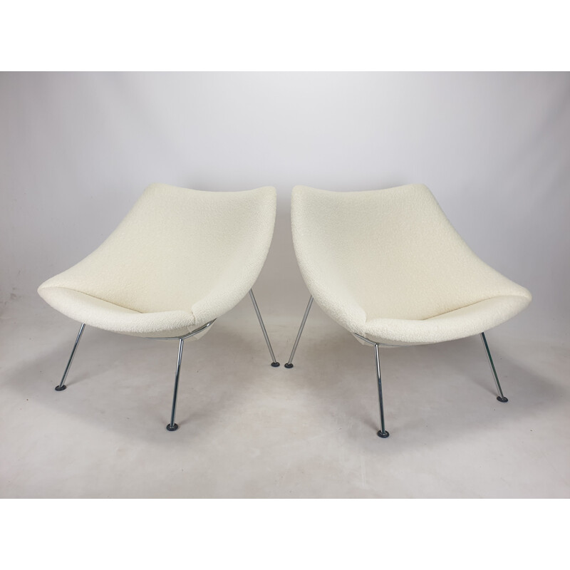 Pair of vintage chromed metal armchairs by Pierre Paulin for Artifort, 1980