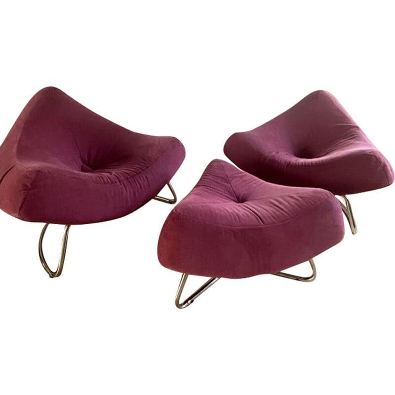 Pair of vintage Chili armchairs with footrest by Paul Falkenberg