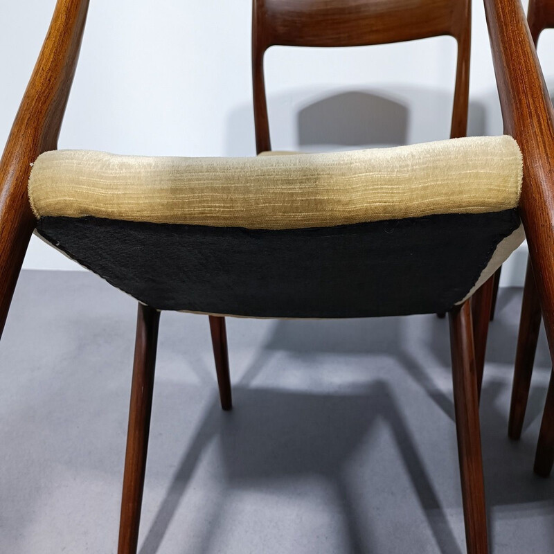 Set of 4 vintage teak chairs model R77 by Niels Moller for Møller Møbelfabrik, 1950s