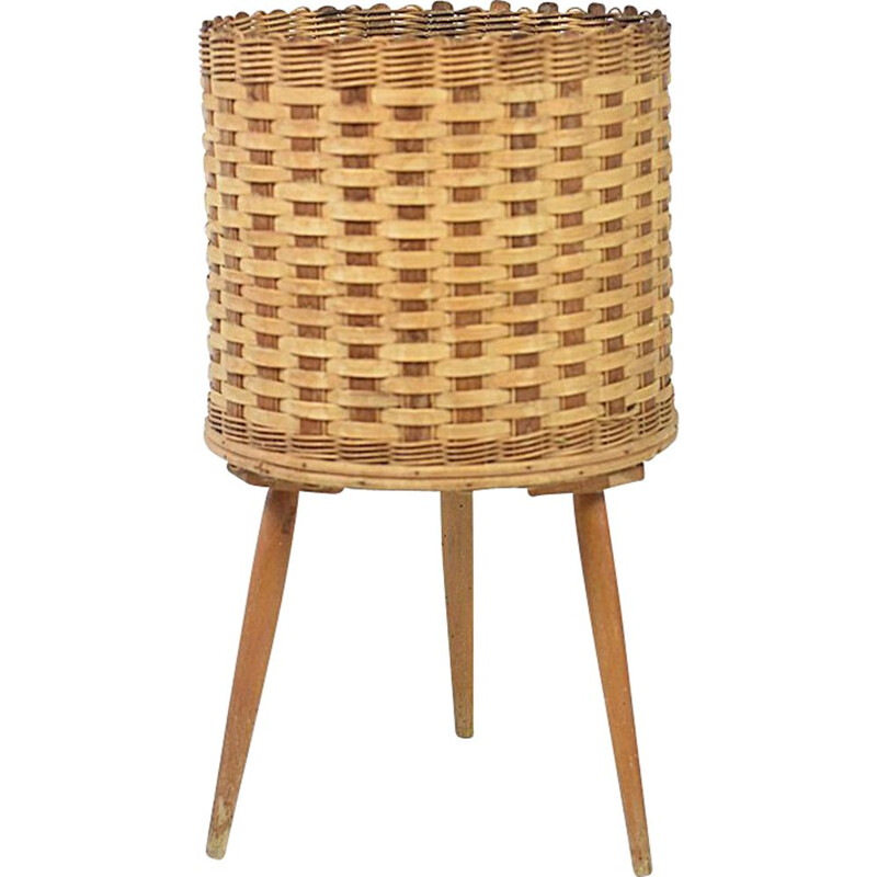 Vintage rattan flowerbed, 1970s