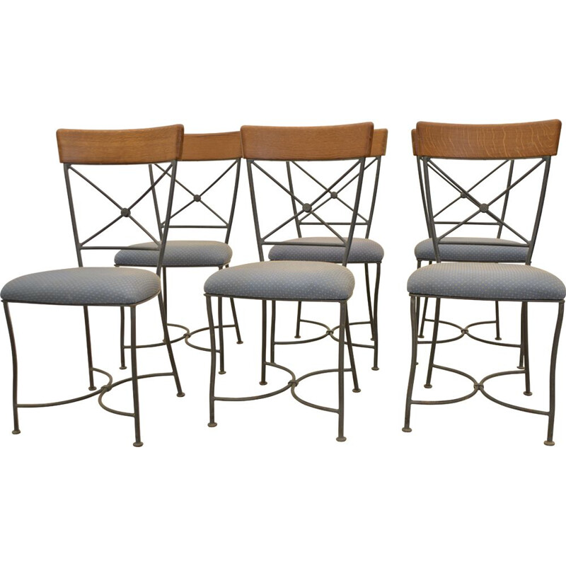 Set di 6 sedie da ristorante vintage in metallo e legno