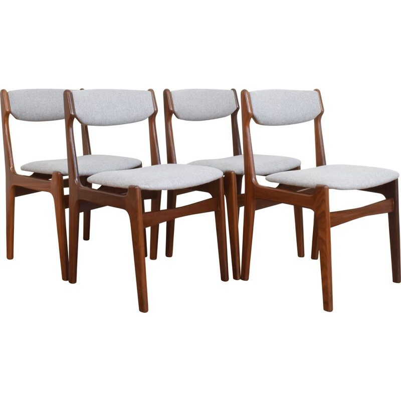 Conjunto de 4 cadeiras de teca dinamarquesas vintage por Erik Buch, 1960