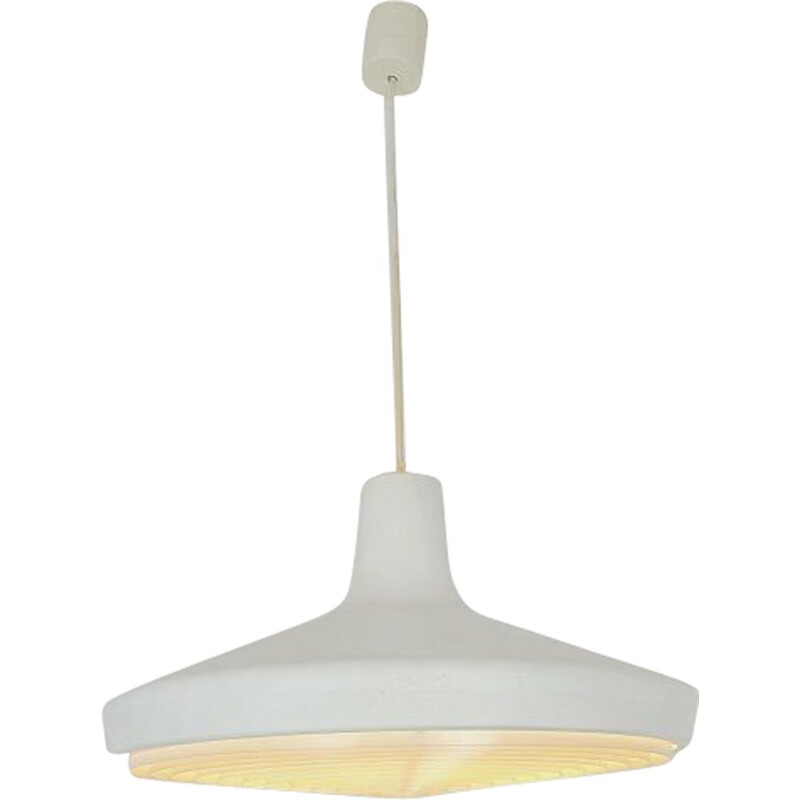 Scandinavian vintage metal and plastic pendant lamp, 1970