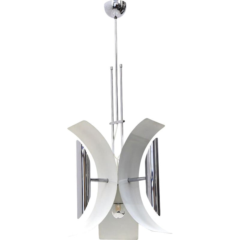 Vintage 7-light chrome-plated metal chandelier by Lampter, 1970