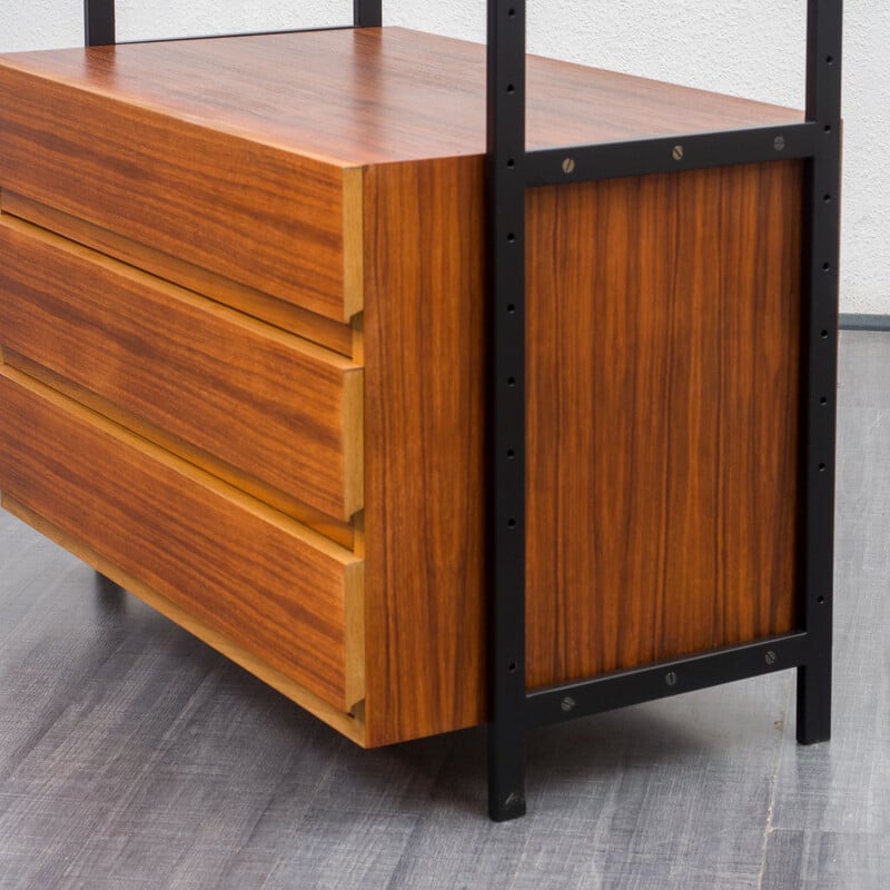 Vintage walnut shelving system with drawers, 1960s