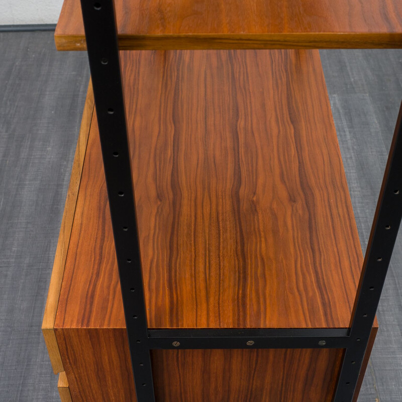 Vintage walnut shelving system with drawers, 1960s