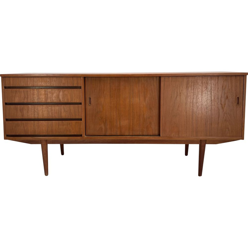 Vintage teak sideboard with sliding doors, 1960s