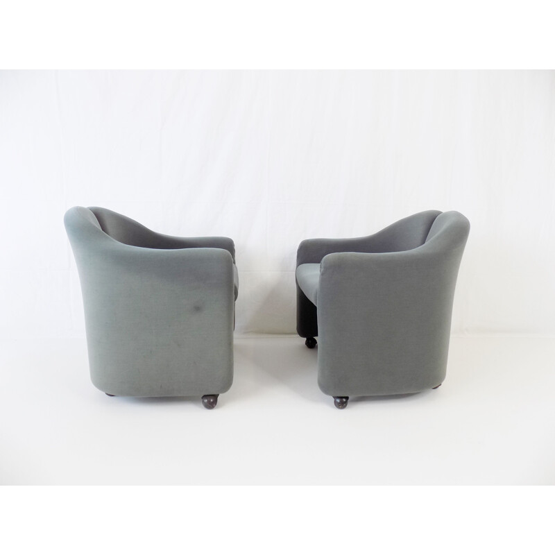 Pareja de sillones de terciopelo Tecno Ps142 vintage de Eugenio Gerli