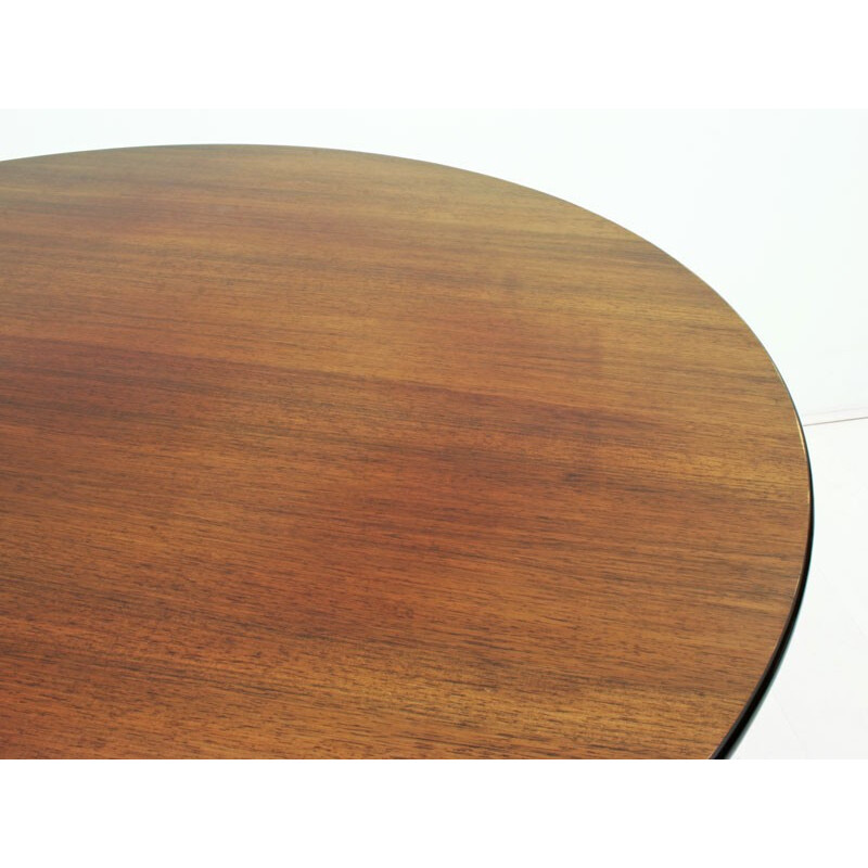 Round Herman Miller dining table in walnut and aluminum, Charles & Ray EAMES - 1960s