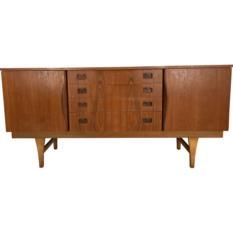 Credenza vintage in teak con 4 cassetti, 1960