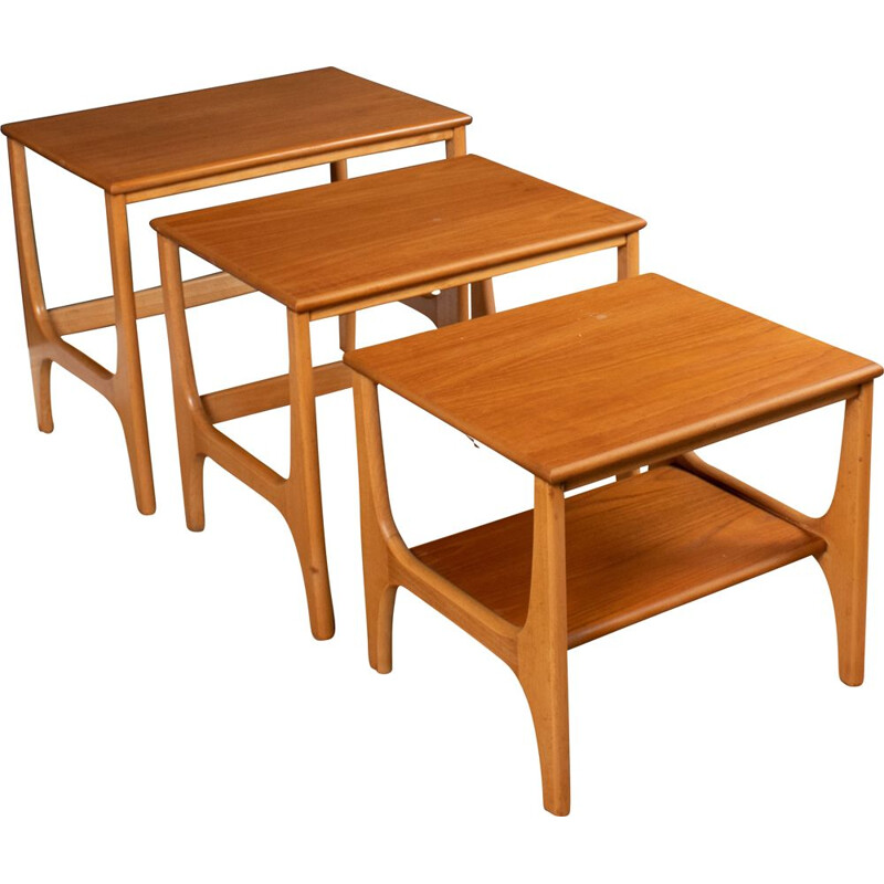 Fresco" vintage teak nesting tables by Stonehill, UK 1960