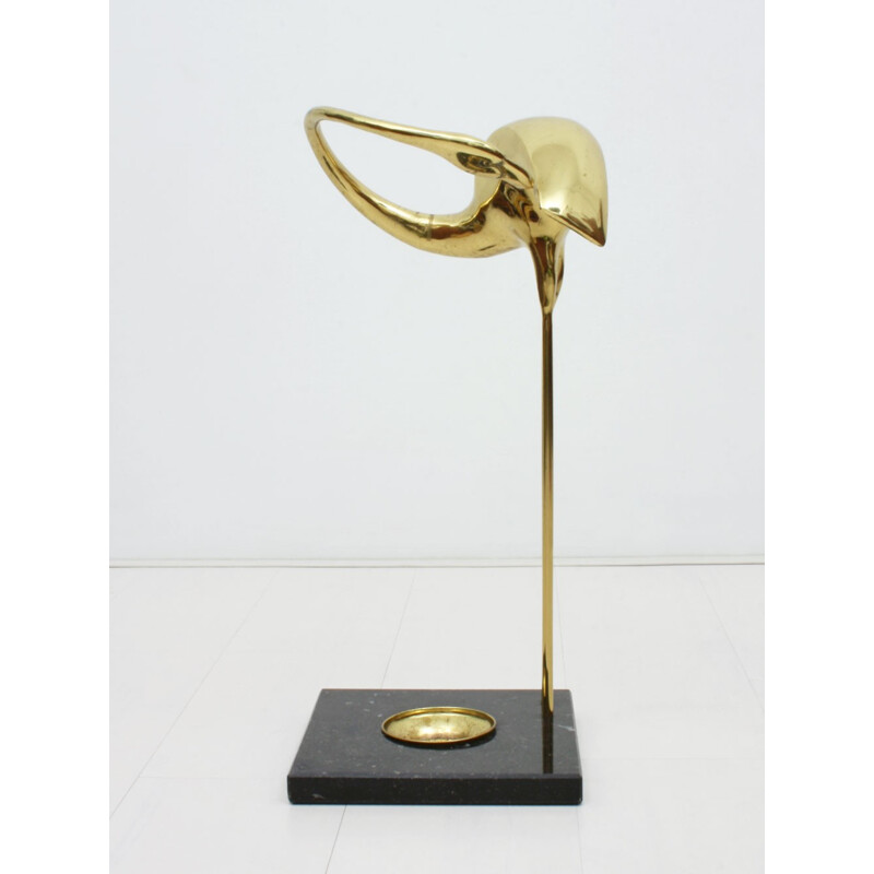 Belgian "Flamingo" umbrella stand in brass and granite - 1970s