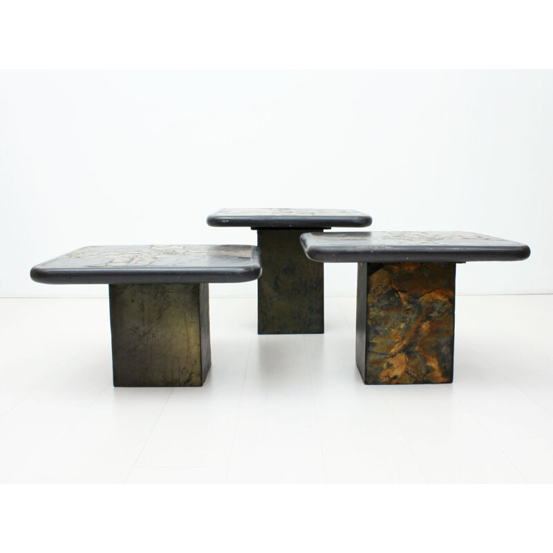 Set Of 3 Brutalist nesting tables, RENÉE - 1960s