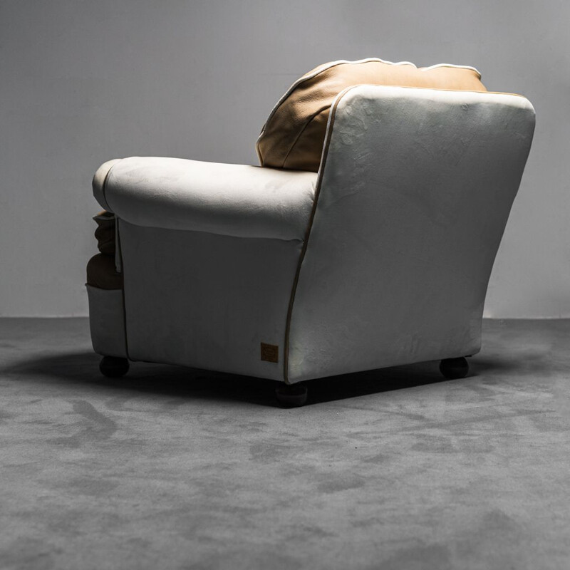 Paire de fauteuils vintage en cuir beige par Poltrona Frau, 1970