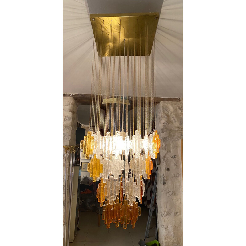 Vintage chandelier by Albano Poli for Poliarte, 1970