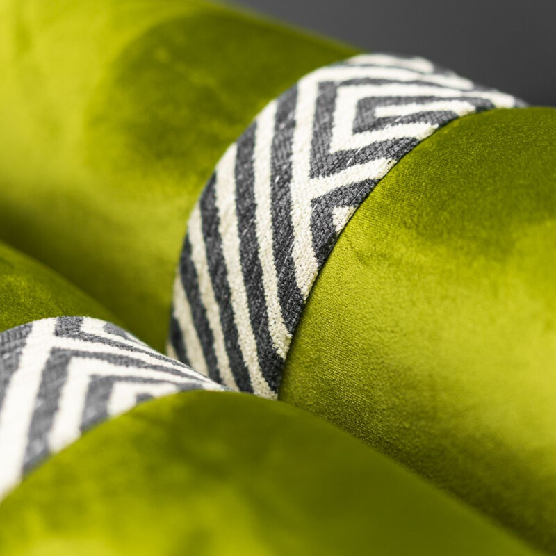 Pair of vintage armchairs in green velvet with cushion, 1970s