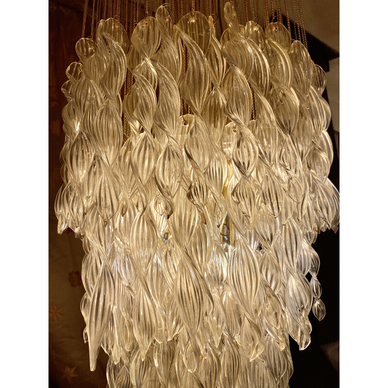 Lampadario vintage in vetro di Murano di Venini, 1970