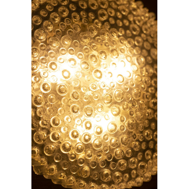 Vintage cylindrical wall lamp in bubble glass by Helena Tynell, 1970