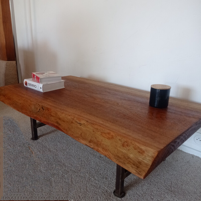 Vintage brutalist coffee table in exotic wood