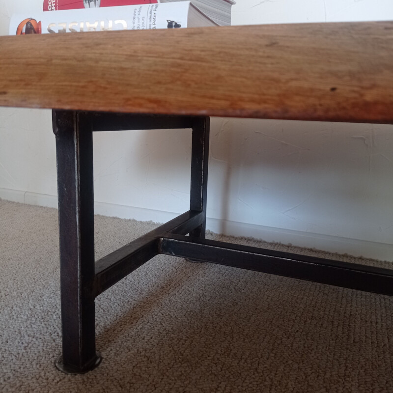 Vintage brutalist coffee table in exotic wood