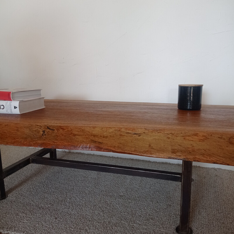 Vintage brutalist coffee table in exotic wood