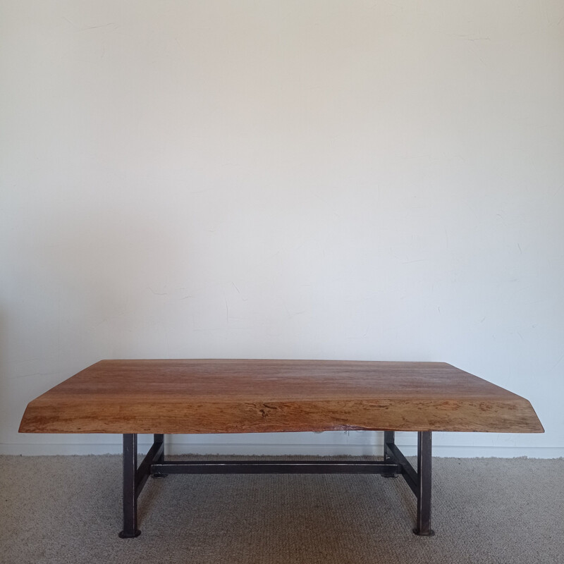 Vintage brutalist coffee table in exotic wood