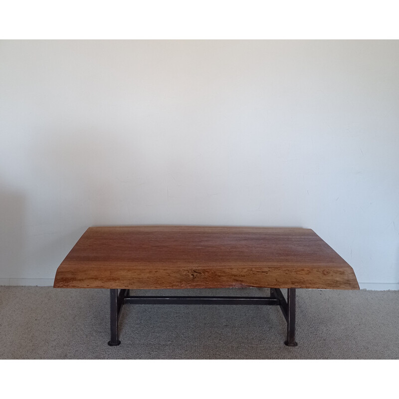 Vintage brutalist coffee table in exotic wood