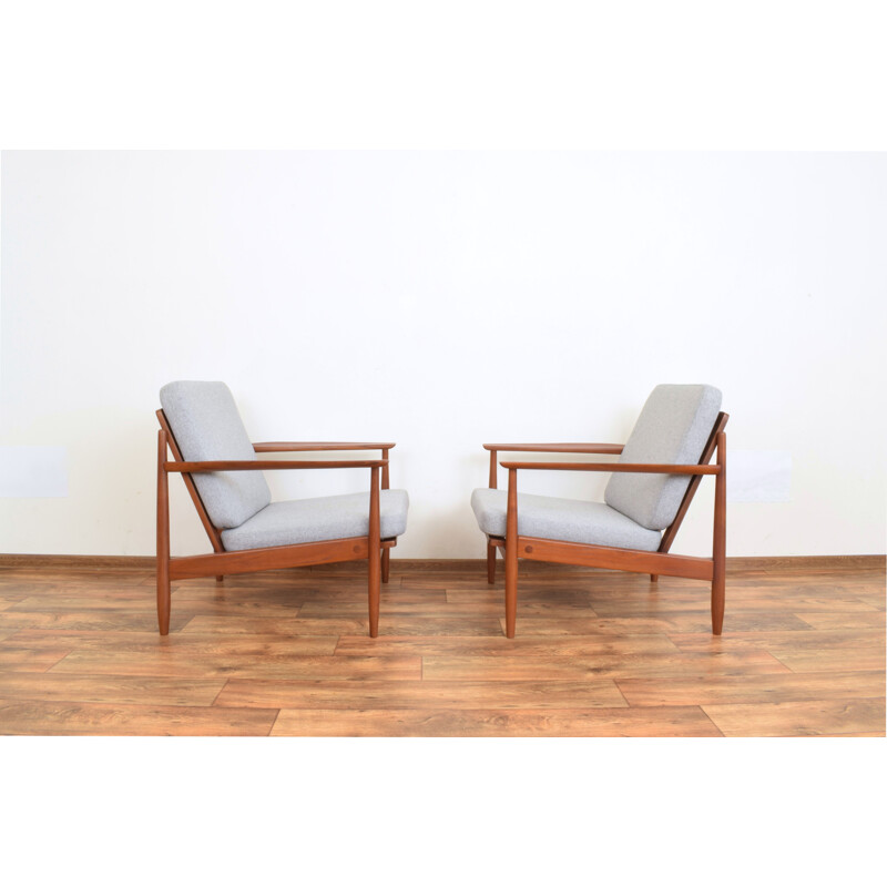 Paar vintage Deense teakhouten fauteuils, 1960